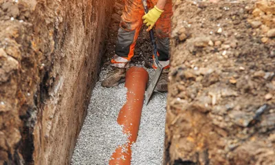 French drain system installation for home foundation drainage protection